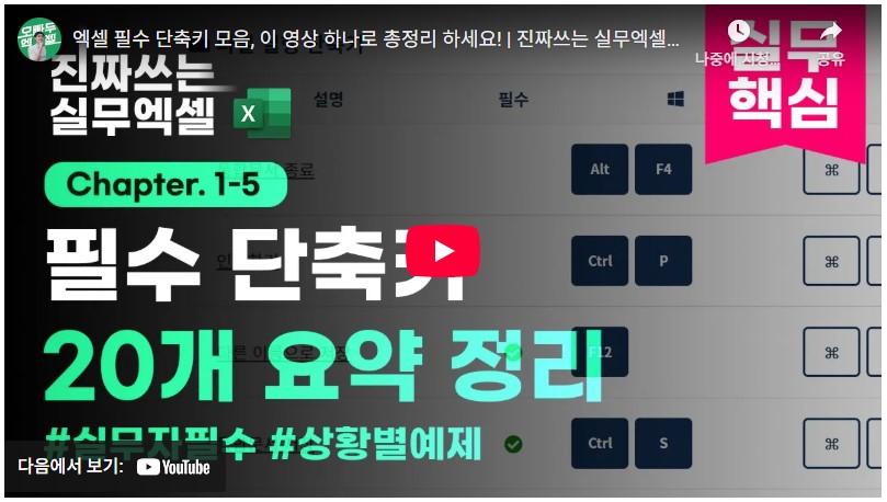 엑셀 단축키 완벽 정리: 실무에 꼭 필요한 20가지 단축키와 활용법 2 엑셀 단축키